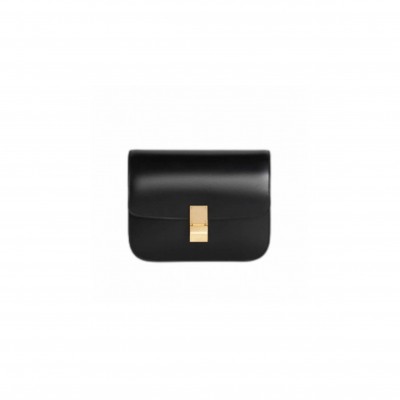 CELINE CLASSIC MEDIUM POLISHED COWHIDE LEATHER HAND BAG BLACK  189173DLS.38NO  (24*18*7cm)