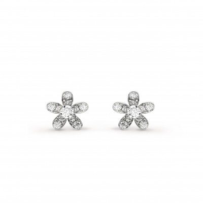 VAN CLEEF ARPELS SOCRATE EARSTUDS, 1 FLOWER - WHITE GOLD, DIAMOND  VCARG44100