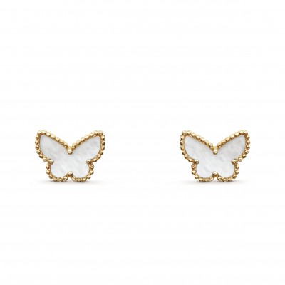 VAN CLEEF ARPELS SWEET ALHAMBRA BUTTERFLY EARSTUDS - YELLOW GOLD, MOTHER-OF-PEARL  VCARN5JM00