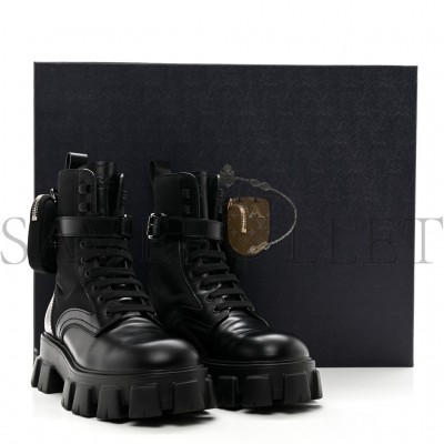 PRADA SPAZZOLATO ROIS RE-NYLON METAL TRIANGLE LOGO MENS MONOLITH POUCH POCKET 60MM COMBAT BOOTS 7.5 BLACK PRADA SPAZZOLATO ROIS RE-NYLON METAL TRIANGLE LOGO MENS MONOLITH POUCH POCKET 60MM COMBAT BOOTS 7.5 BLACK