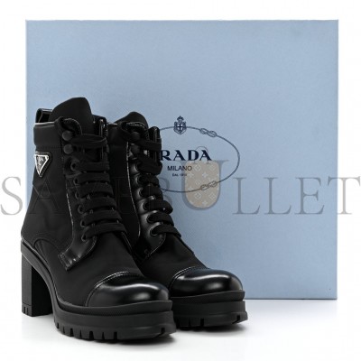 PRADA SPAZZOLATO RE-NYLON METAL TRIANGLE LOGO LACE UP 55MM ANKLE BOOTS 36.5 BLACK PRADA SPAZZOLATO RE-NYLON METAL TRIANGLE LOGO LACE UP 55MM ANKLE BOOTS 36.5 BLACK