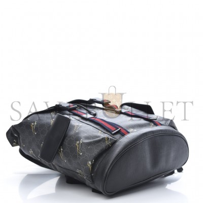 GUCCI GG SUPREME MONOGRAM TIGERS DOUBLE BUCKLE BACKPACK BLACK (43*34*10cm) GUCCI GG SUPREME MONOGRAM TIGERS DOUBLE BUCKLE BACKPACK BLACK (43*34*10cm)