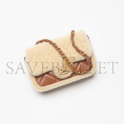 CHANEL MASTER SHEARLING LAMBSKIN & GOLD-TONE METAL FLAP BAG AS5149 (23.5*16*7.5cm)