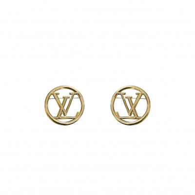 LOUIS VUITTON METAL SMALL LOUISE HOOP EARRINGS GOLD M01332