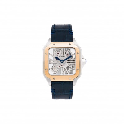 CARTIER SANTOS SKELETON WATCH WITH BLUE LEATHER STRAP 40MM  WATCH WHSA0024
