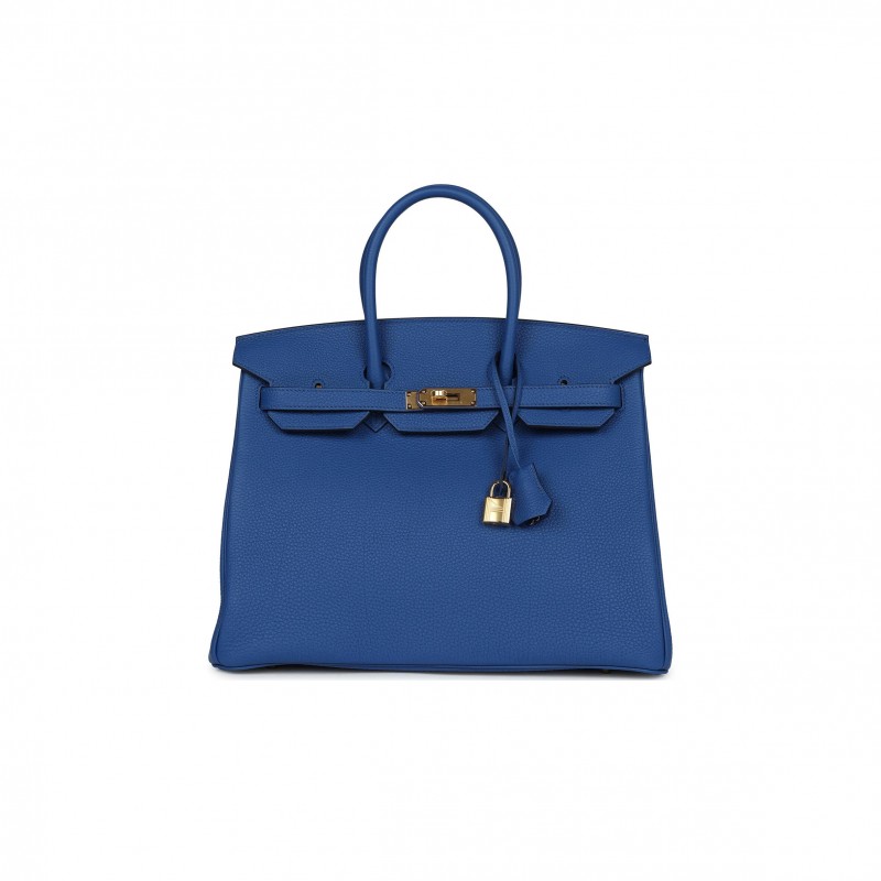 HERMÈS BIRKIN 35 BLEU ROYAL TOGO GOLD HARDWARE (35*28*18cm)