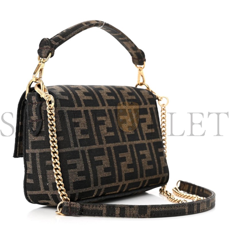 FENDI FABRIC JACQUARD FF 1974 MINI BAGUETTE TOBACCO MORO BLACK (18*11*5cm) FENDI FABRIC JACQUARD FF 1974 MINI BAGUETTE TOBACCO MORO BLACK (18*11*5cm)