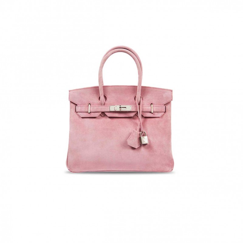 HERMES MASTER BIRKIN 30 SUEDE 1Q ROSE CONFETTI MILKSHAKE POWDER  (30*23*15cm)