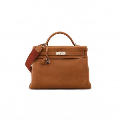 HERMÈS A GOLD CLEMENCE LEATHER AMAZON RETOURNE KELLY 40 BAG (40*28*15cm)
