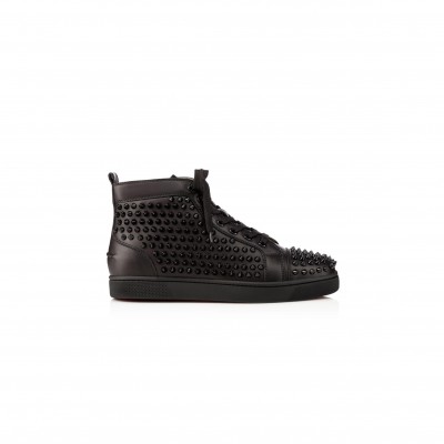 CHRISTIAN LOUBOUTIN LOUIS SPIKES SNEAKERS CALF LEATHER AND SPIKES BLACK 