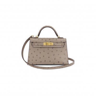 HERMÈS MASTER MINI KELLY 20 HANDBAG OSTRICH 302025 (19*12*5.5cm)