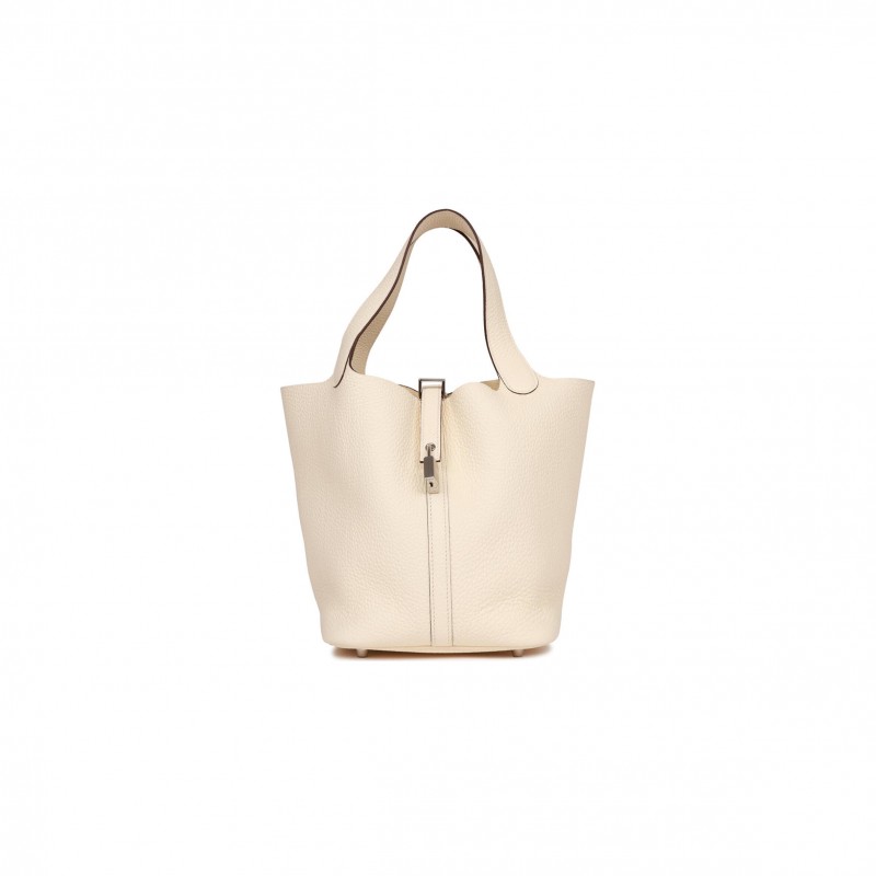 HERMES PICOTIN LOCK 22 CLEMENCE PALLADIUM HARDWARE (22*21*17cm)
