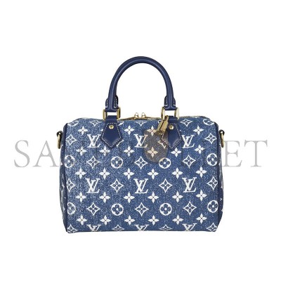 LOUIS VUITTON MASTER DENIM MONOGRAM JACQUARD SPEEDY BANDOULIERE 25 BLEU M59609 (25*19*15cm)