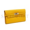 HERMES JAUNE EPSOM LEATHER KELLY LONGUE WALLET PALLADIUM HARDWARE (20*12*2cm)