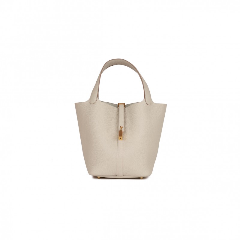 HERMES PICOTIN LOCK 22 BETON CLEMENCE GOLD HARDWARE (22*21*17cm)