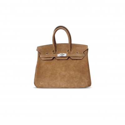 HERMES MASTER BIRKIN 25 SUEDE PALLADIUM HARDWARE (25*20*13cm)