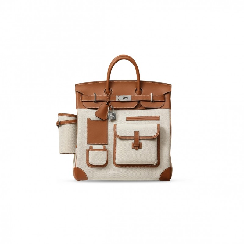 HERMÈS MASTER BIRKIN HAC CARGO 40 CM TOILE CANVAS AND CALFSKIN LEATHER (40*40*23cm)
