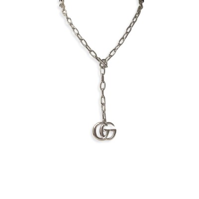 GUCCI GG WHITE GOLD PENDANT NECKLACE 