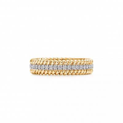 TIFFANY ROPETWO-ROW RING IN YELLOW GOLD AND PLATINUM WITH DIAMONDS 25963369
