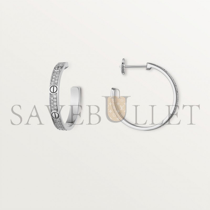 CARTIER LOVE HOOP EARRINGS, MEDIUM MODEL, PAVED N8515193