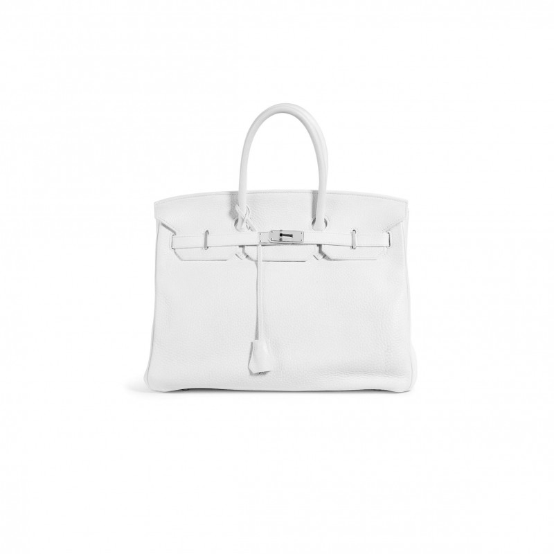 HERMÈS BIRKIN 35 TOGO LEATHER WHITE SILVER BUCKLE BAG H028369CK01 (35*28*18cm)