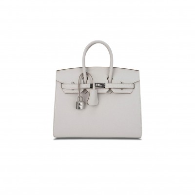 HERMES BIRKIN 35 EPSOM LEATHER PEARL GREY SILVER BUCKLE LUXURY BAG 205239520901 (35*28*18cm)