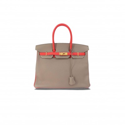 HERMES MASTER BIRKIN 30 EPSOM PEWTER GREY LIPSTICK PINK GOLD BUCKLE H028369CK42 (30*23*15cm)