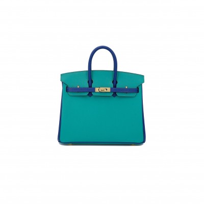 HERMÈS BIRKIN 35 EPSOM IN MALACHITE GREEN AND AQUA BLUE WITH GOLD BUCKLE H028369CK33 (35*28*18cm)