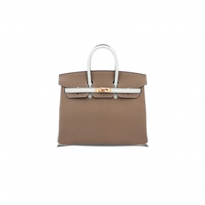 HERMES BIRKIN 30 EPSOM ELEPHANT GREY AND MILKSHAKE WHITE WITH GOLD BUCKLE MSBK3015501 (30*23*15cm)