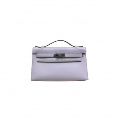 HERMÈS KELLY GENERATION 22CM ORIGINAL IMPORTED SWIFT LEATHER FANTASY PINK PURPLE GOLD AND SILVER BUCKLE (22*14*7cm) 