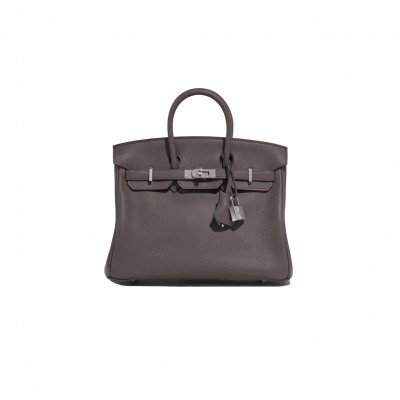 HERMES MASTER BIRKIN 25 SWIFT LEATHER PEWTER GREY SILVER BUCKLE BAG H049362CK10 (25*20*13cm)