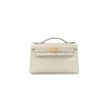 HERMÈS MASTER OSTRICH KELLY POCHETTE CLUTCH GRIS PERLE (22*14*7cm) 