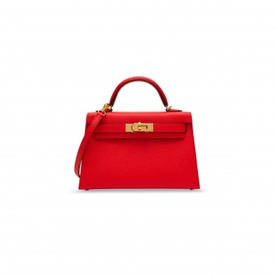 HERMÈS MASTER MINI KELLY II EPSOM HEART RED GOLD BUCKLE (19*12*5.5cm) 