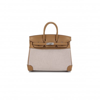 HERMÈS MASTER BIRKIN 30 SWIFT CANVAS BISCUIT SILVER BUCKLE H082686CKA6 (30*23*15cm)