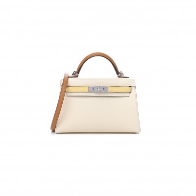 HERMÈS EPSOM MINI KELLY II NATA JAUNE POUSSIN SESAME (19*12*5.5cm) 