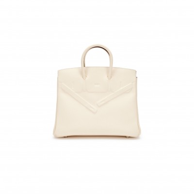 HERMÈS MASTER BIRKIN 25 SHADOW SWIFT LEATHER PHANTOM WHITE BAG H082629CK72 (25*20*13cm)