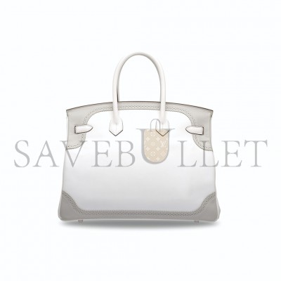 HERMÈS MASTER BIRKIN 30 SWIFT WHITE AND GREY WITH SILVER BUCKLE 321877 (30*22*15cm)