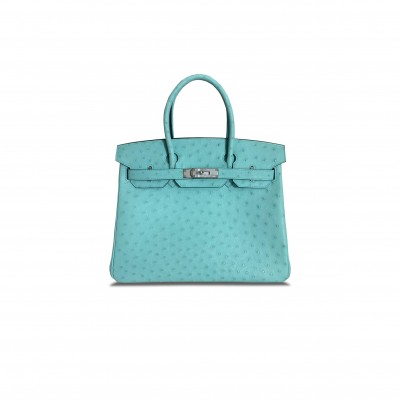 HERMÈS MASTER BIRKIN 30 OSTRICH LEATHER ICE CREAM SILVER BUCKLE H041933CK76 (30*22*16cm)
