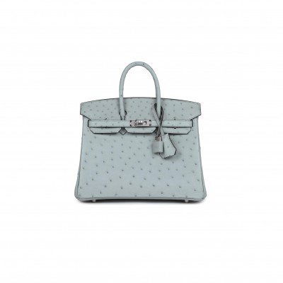 HERMÈS MASTER BIRKIN 30 OSTRICH LEATHER GLACIER BLUE SILVER BUCKLE H041933CK71 (30*22*16cm)