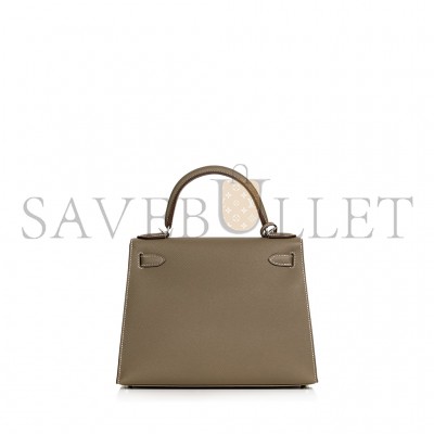 HERMÈS ETOUPE EPSOM KELLY 28 PALLADIUM HARDWARE (28*22*10cm) 