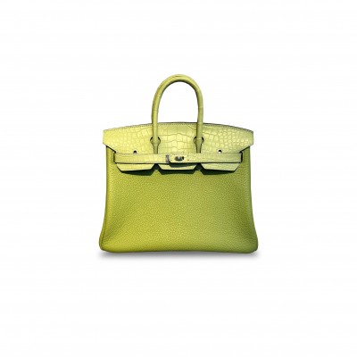HERMÈS MASTER BIRKIN 25 CROCODILE AND TOGO LEATHER AVOCADO SILVER BUCKLE H076216CK32 (25*20*13cm) HERMÈS MASTER BIRKIN 25 CROCODILE AND TOGO LEATHER AVOCADO SILVER BUCKLE H076216CK32 (25*20*13cm)