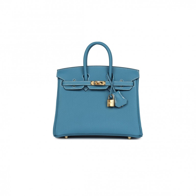 HERMÈS BIRKIN 25 BLUE JEAN TOGO GOLD HARDWARE 265379 (25*20*13cm)