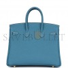 HERMÈS BIRKIN 25 BLUE JEAN TOGO GOLD HARDWARE 265379 (25*20*13cm)