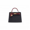HERMÈS MASTER BLACK & ROUGE H EPSOMKELLY 28 GOLD HARDWARE (28*22*10cm) 