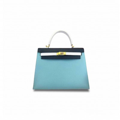 HERMÈS MASTER KELLY 25 EPSOM MACARON BLUE IZMIR BLUE GOLD BUCKLE (25*17*7cm) HERMÈS MASTER KELLY 25 EPSOM MACARON BLUE IZMIR BLUE GOLD BUCKLE (25*17*7cm)