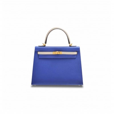 HERMÈS KELLY 25 BLUE ELECTRICEPSOM GOLD HARDWARE (25*17*7cm) 