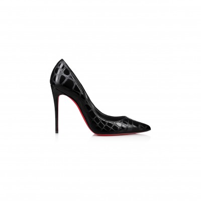 CHRISTIAN LOUBOUTIN KATE 100 MM PUMPS-ALLIGATOR EMBOSSED CALF LEATHER-BLACK-WOMEN 3240428B439