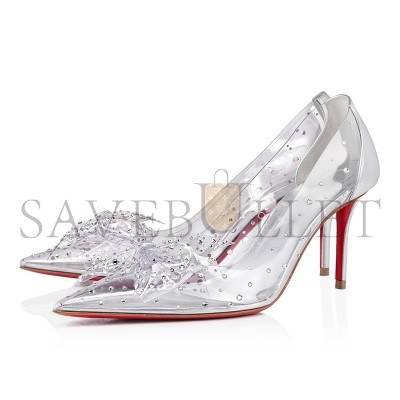 CHRISTIAN LOUBOUTIN JELLY STRASS 80 MM PUMPS - PVC, IRIDESCENT NAPPA LEATHER AND STRASS-SILVER-WOMEN 1240737S339 CHRISTIAN LOUBOUTIN JELLY STRASS 80 MM PUMPS - PVC, IRIDESCENT NAPPA LEATHER AND STRASS-SILVER-WOMEN 1240737S339