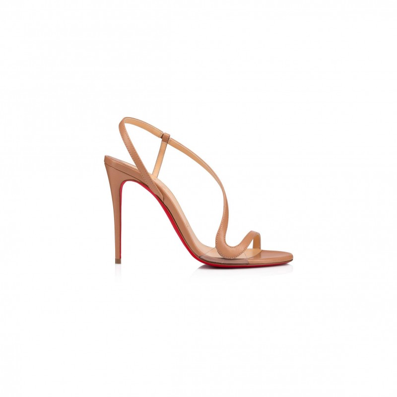 CHRISTIAN LOUBOUTIN ROSALIE 100 MM SANDALS-LEATHER AND PVC-BLUSH-WOMEN 3210190PK1A