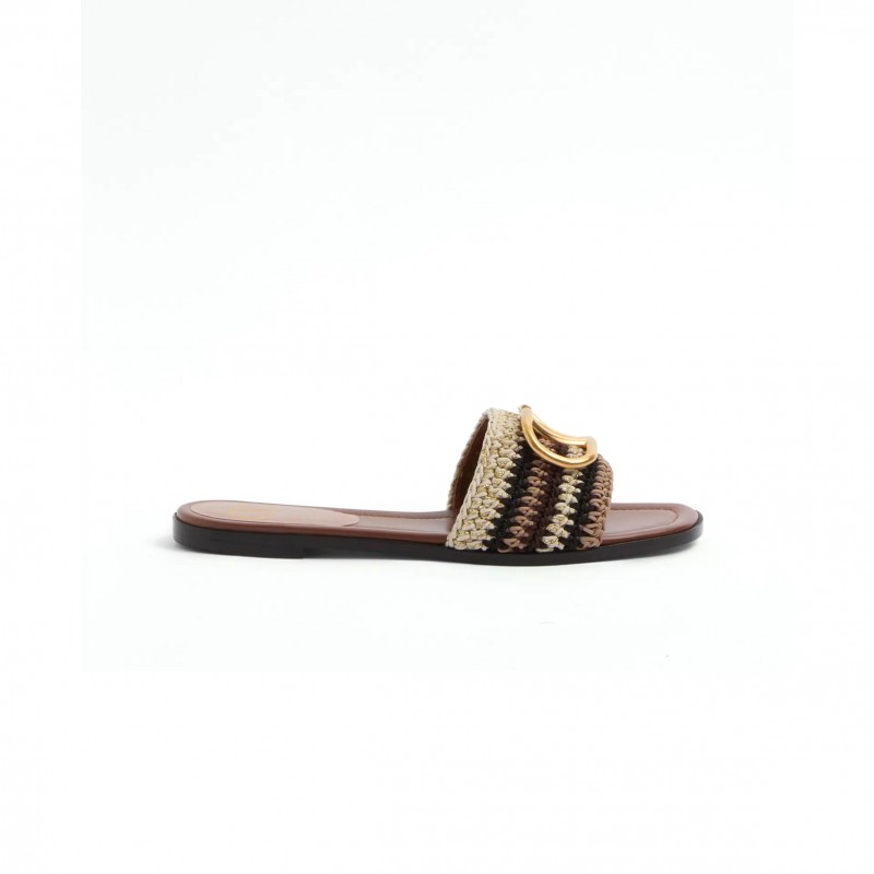 VALENTINO VLOGO SIGNATURE SLIDE SANDAL WITH CROCHET EMBROIDERY 6W2S0BD5AGX_QRX
